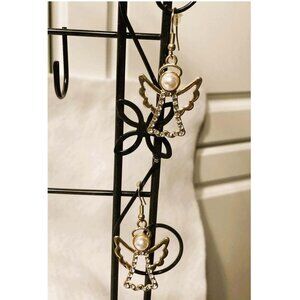 RHINESTONE CHRISTMAS ANGELS DANGLE EARRINGS